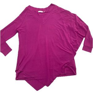 Soft Surroundings Madeline Pullover Knit Tunic Cape Top Women's Large Magenta